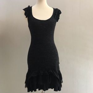 Free People Racerback Black Beaded Ruffle Dress